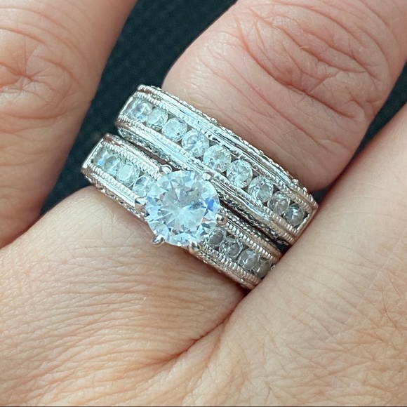 Engagement Wedding Band CZ Ring Set 6 - Picture 2 of 14